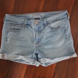 American Eagle Outfitters Blue Jean Shorts with Cuffed Hem